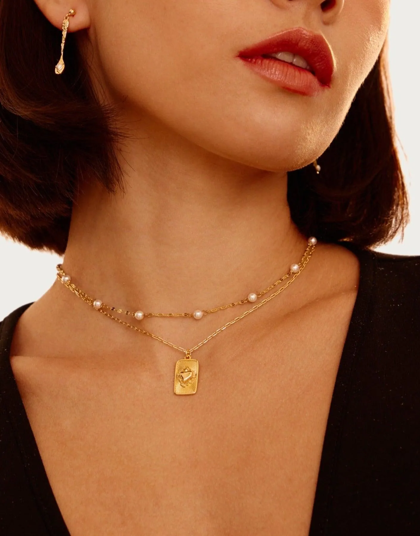 Sacred Heart Tag Necklace