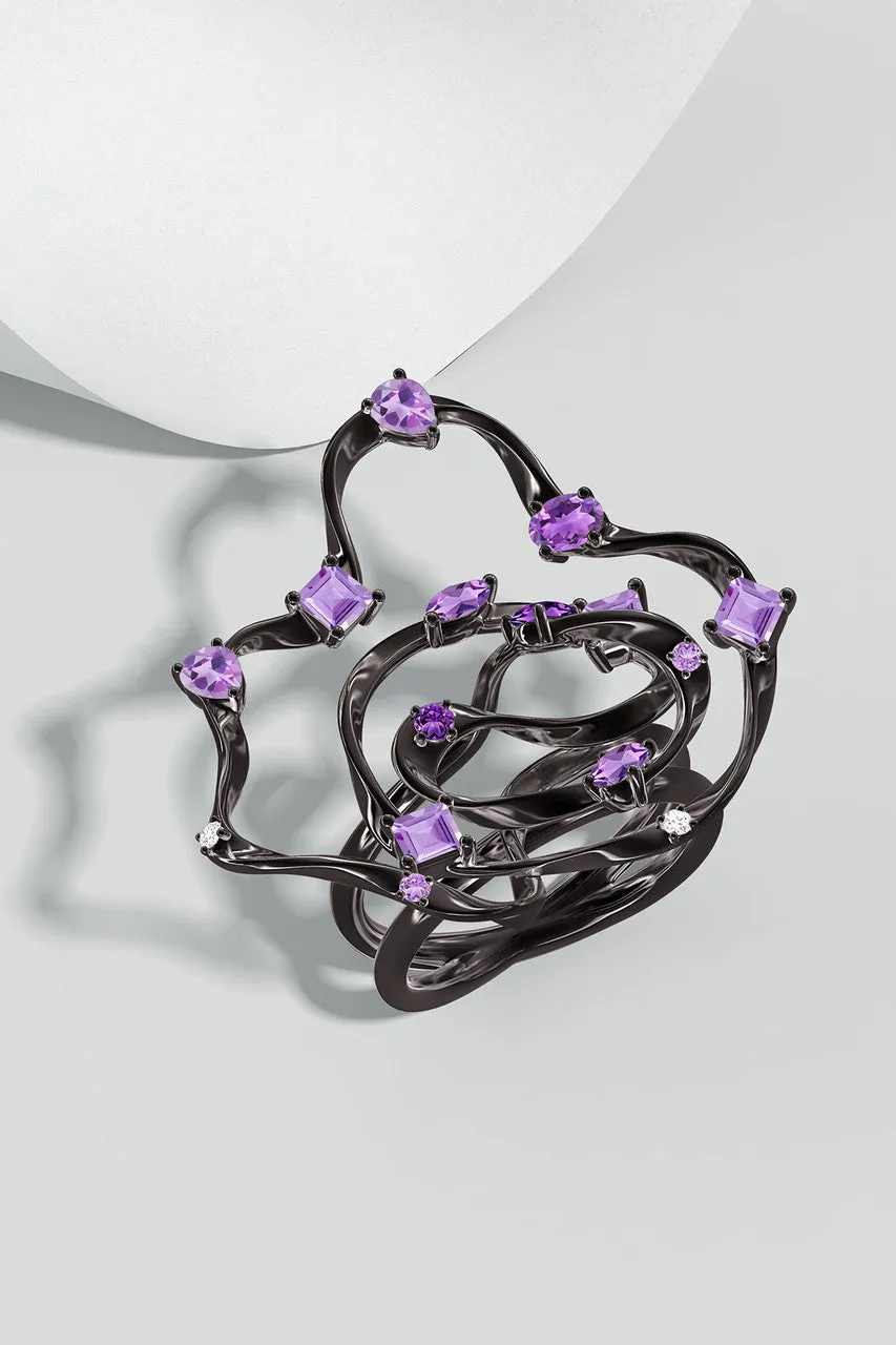 Sakura Dispersed Amethyst Ombre Cocktail Ring