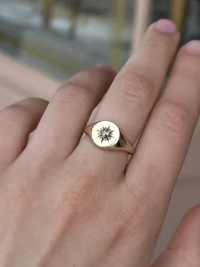 Salt & Pepper Diamond Starburst Signet