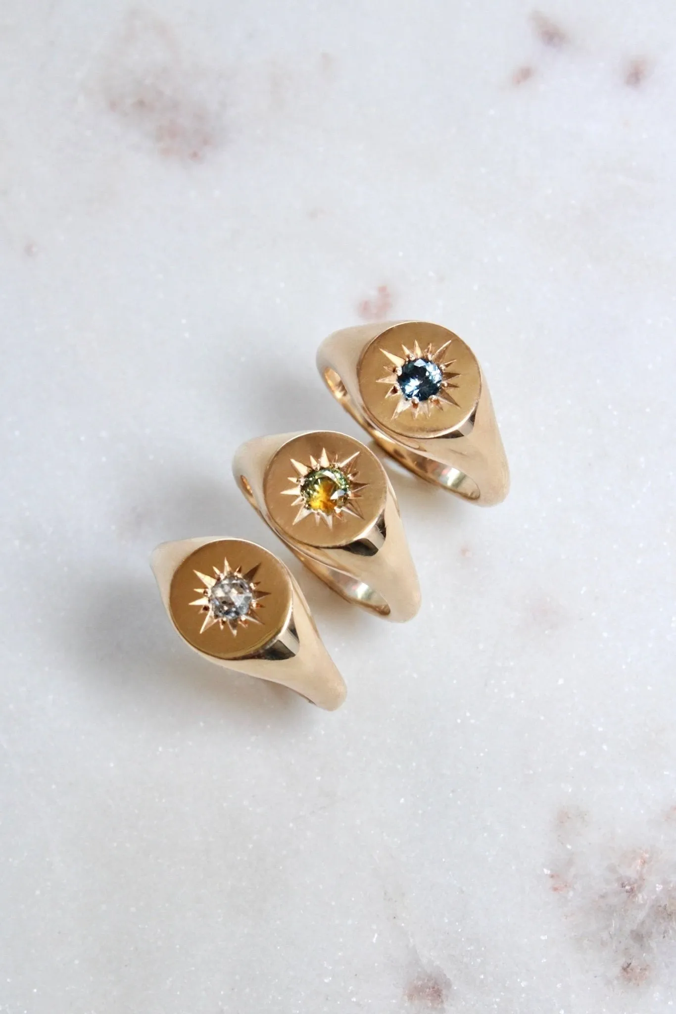Salt & Pepper Diamond Starburst Signet