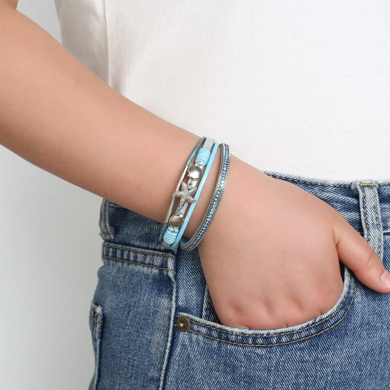 'Sea Life' Charm Cuff Bracelet - silver