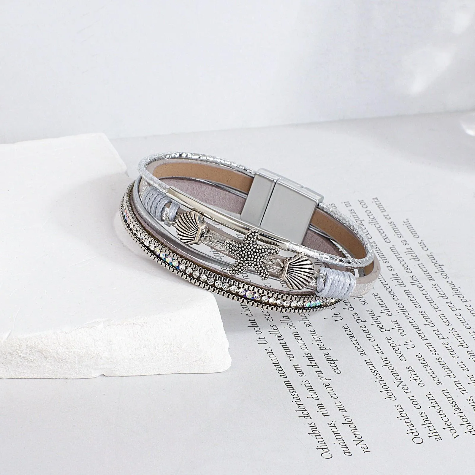 'Sea Life' Charm Cuff Bracelet - silver