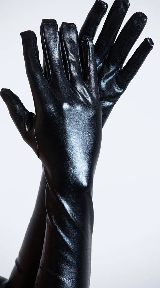 Shiny Black Gloves