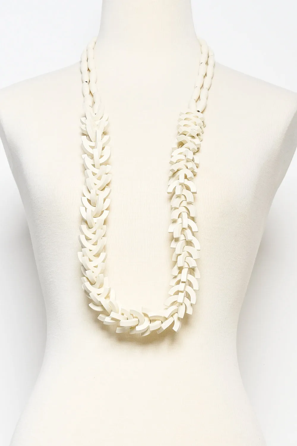 Sidonia Cream Wooden Bead Necklace