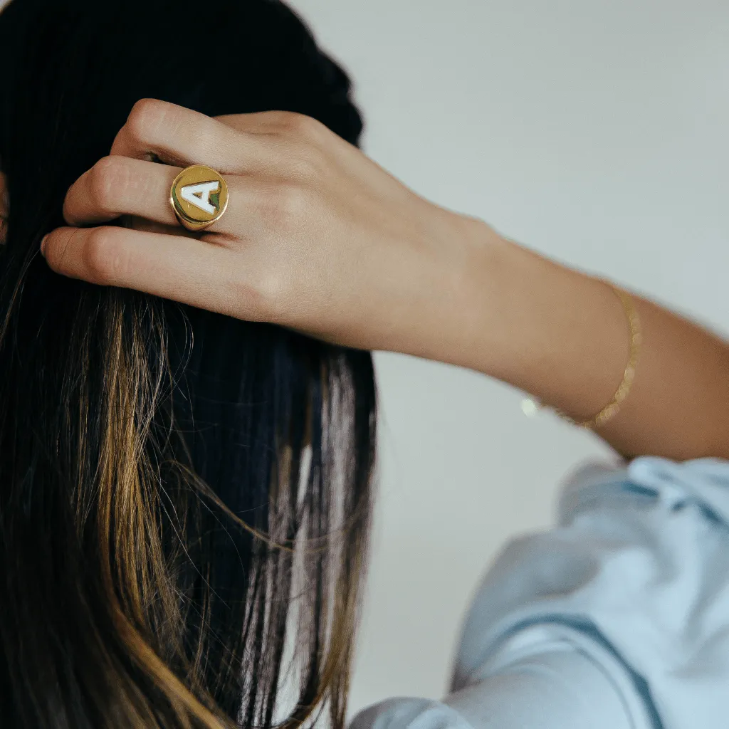 Signet Personalised Enamel Initial Ring