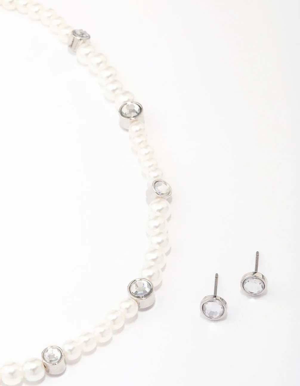 Silver Beaded Pearl Jewellery Set