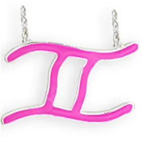 Silver Brass Chain Pendant with Epoxy in Rose for Women Style SNK10PINK