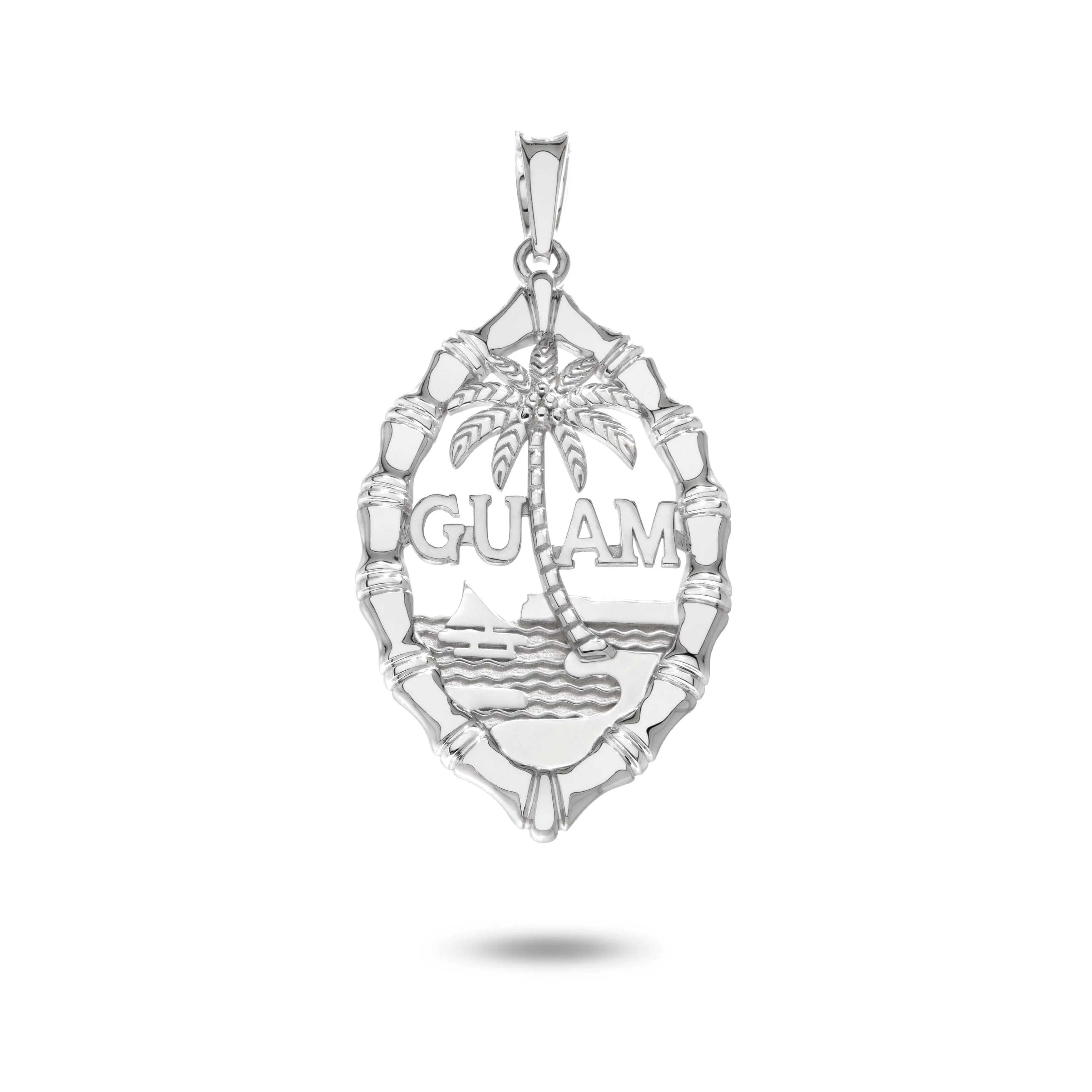 Silver Guam Seal Thick Bamboo Pendant