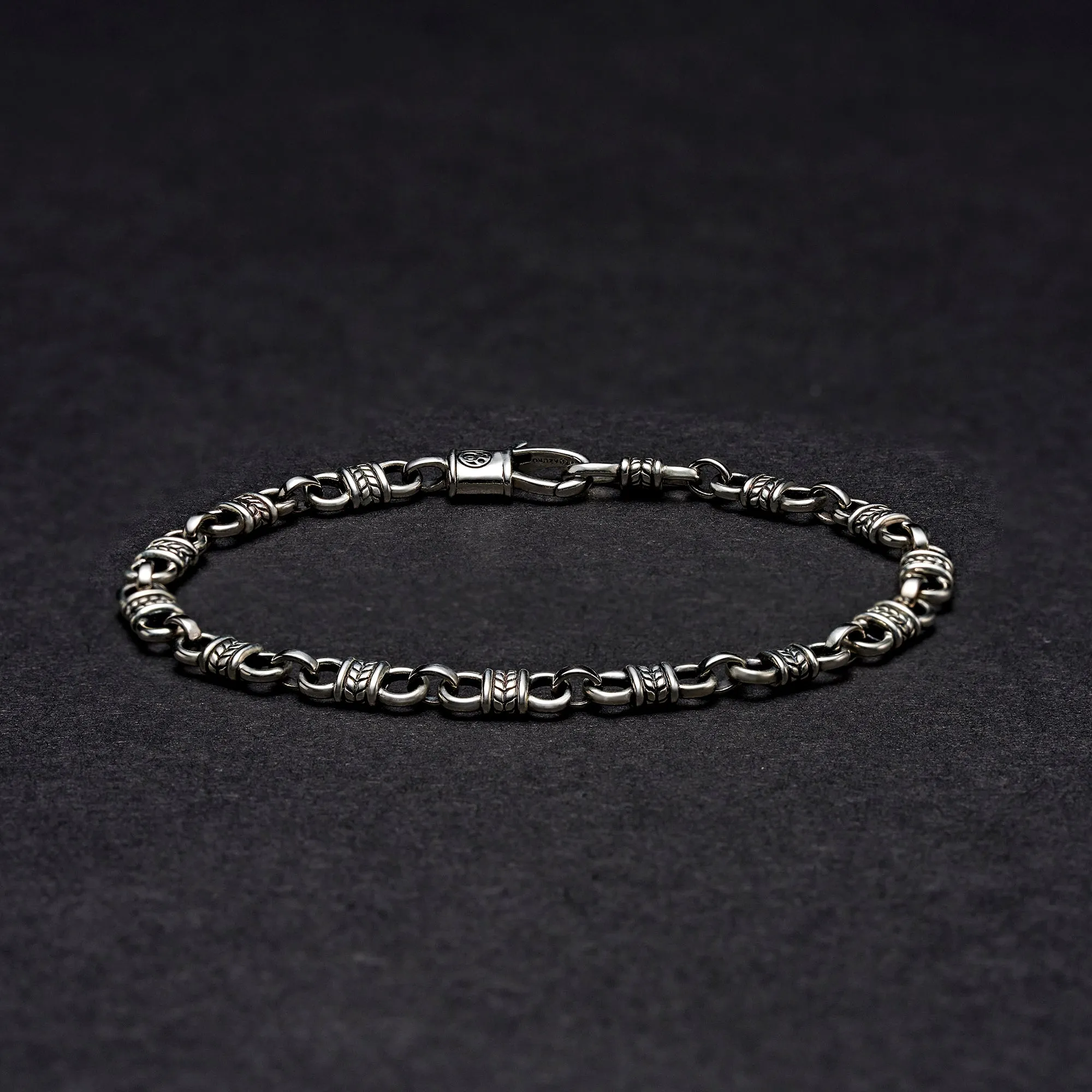 Silver Laurel Cuff Chain Bracelet