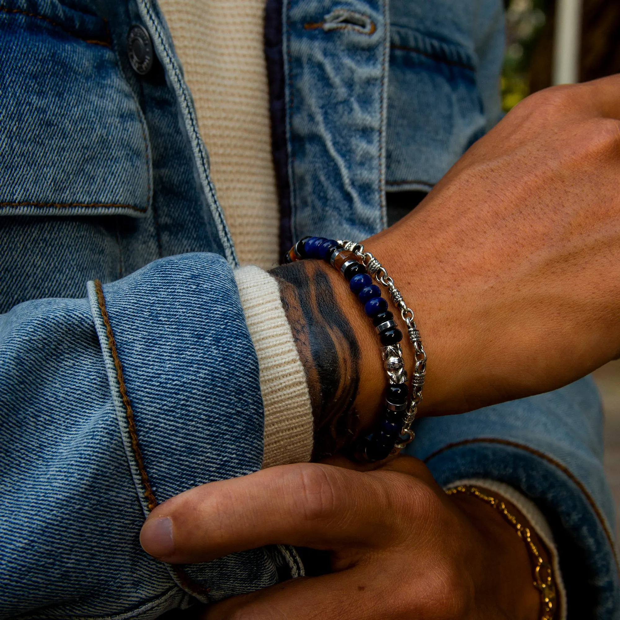 Silver Laurel Cuff Chain Bracelet