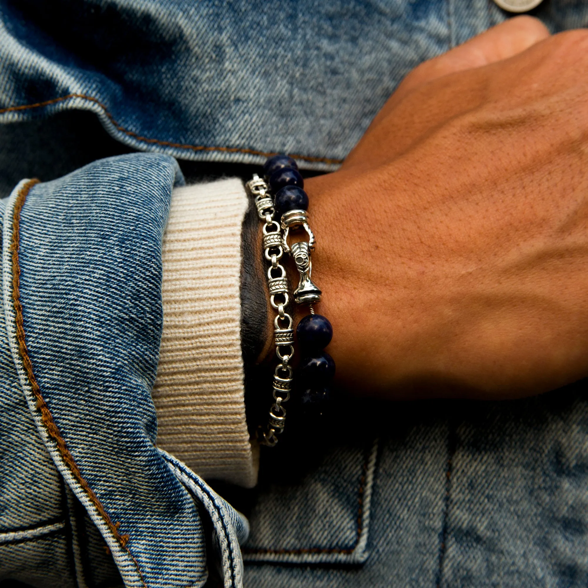 Silver Laurel Cuff Chain Bracelet