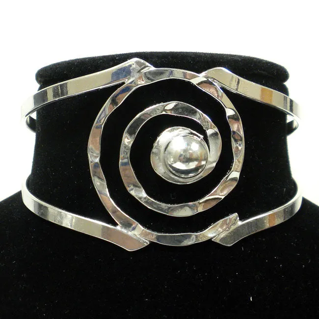 Silver Overlay Hammered Spiral Cuff Bracelet Artisana