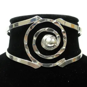 Silver Overlay Hammered Spiral Cuff Bracelet Artisana
