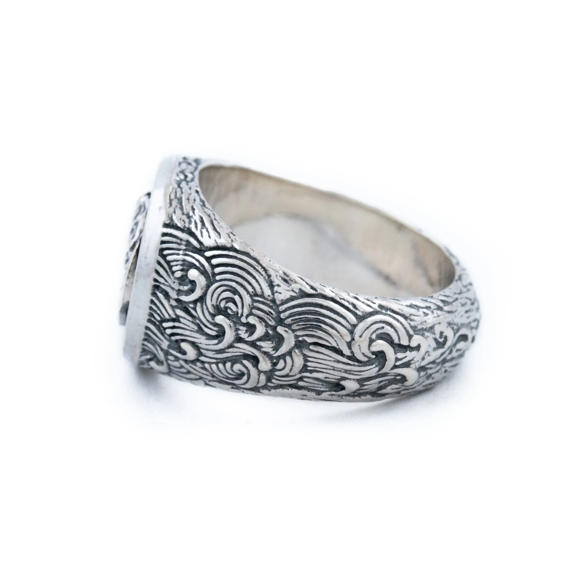 Silver "Wave" Signet Ring
