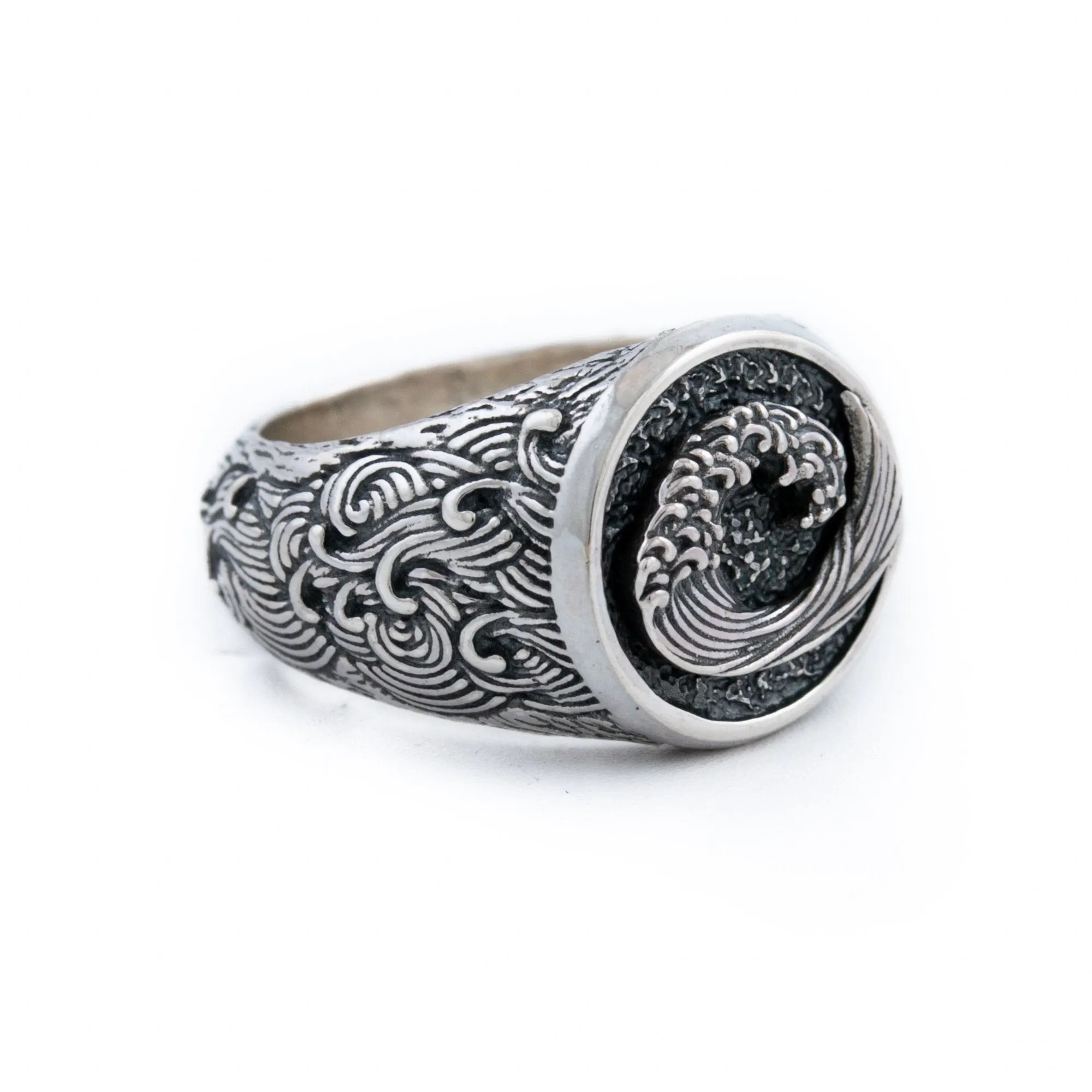 Silver "Wave" Signet Ring