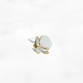 Silver White Jade Lotus Ring