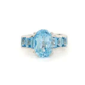 Silver x Oval Channel Topaz Cocktail Ring