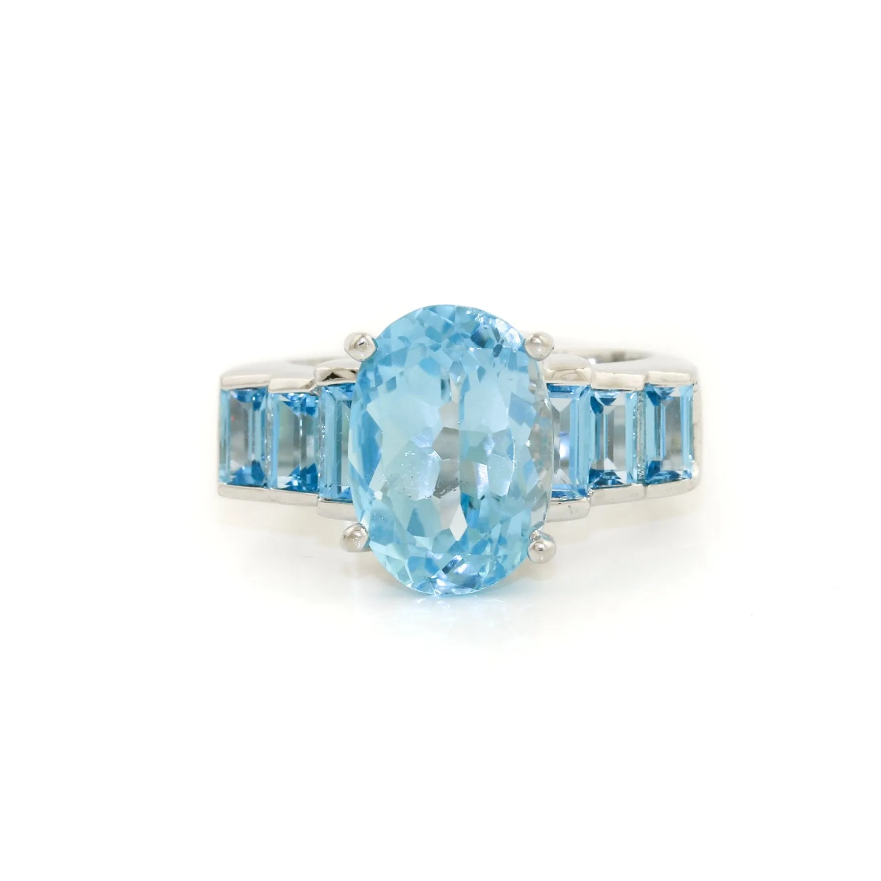Silver x Oval Channel Topaz Cocktail Ring