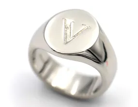 Size J 1/2 Genuine Ring Platinum 950 Heavy Full Solid Heavy Signet Ring   Engraving