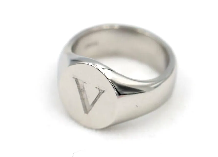 Size J 1/2 Genuine Ring Platinum 950 Heavy Full Solid Heavy Signet Ring   Engraving