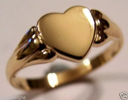 Size K, Kaedesigns, Genuine New Childs Solid 9ct 375 Yellow, Rose & White Gold Heart Signet Ring 324