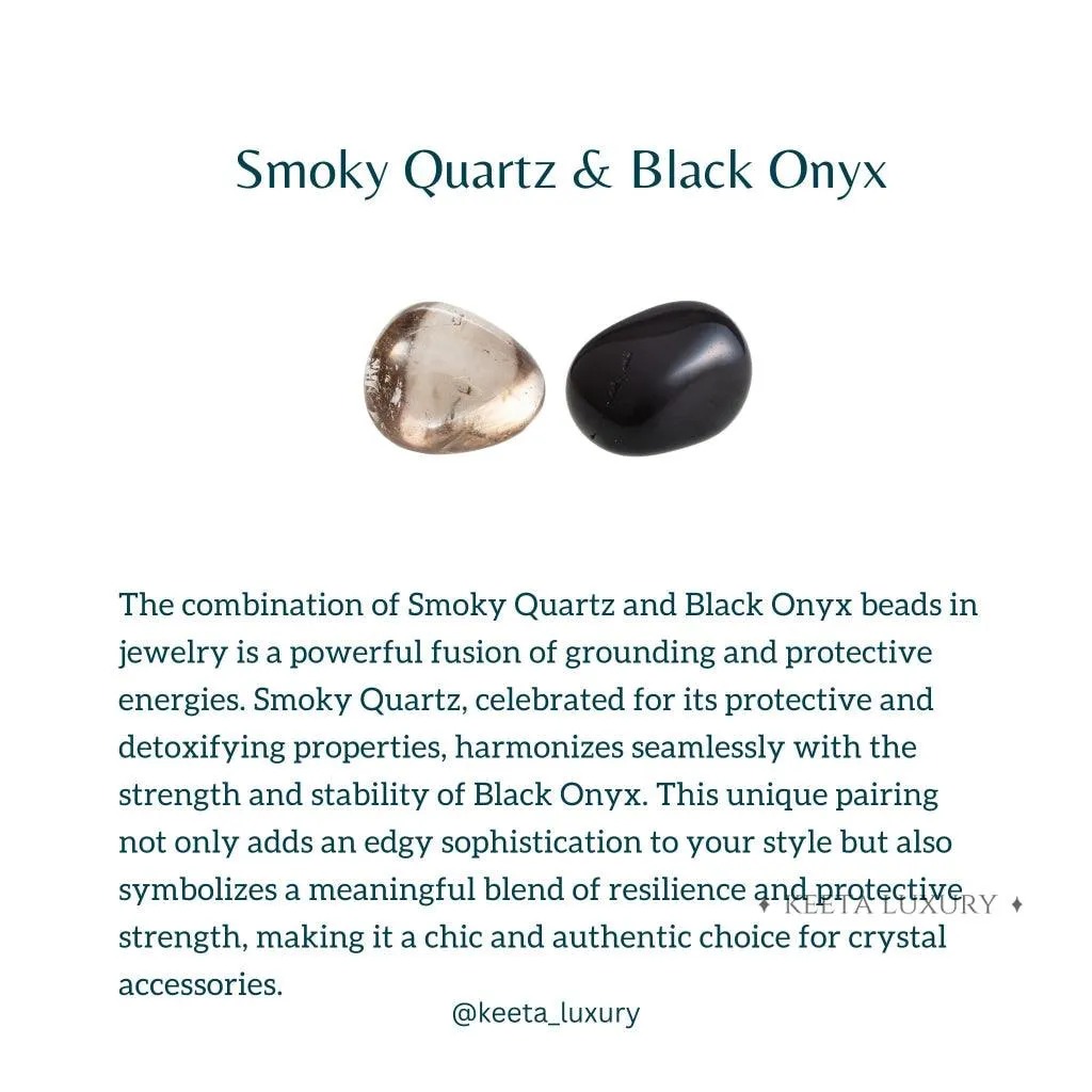 Smoky Shadows Elegance - Smoky Quartz & Black Onyx Bracelet
