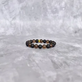 Smoky Shadows Elegance - Smoky Quartz & Black Onyx Bracelet