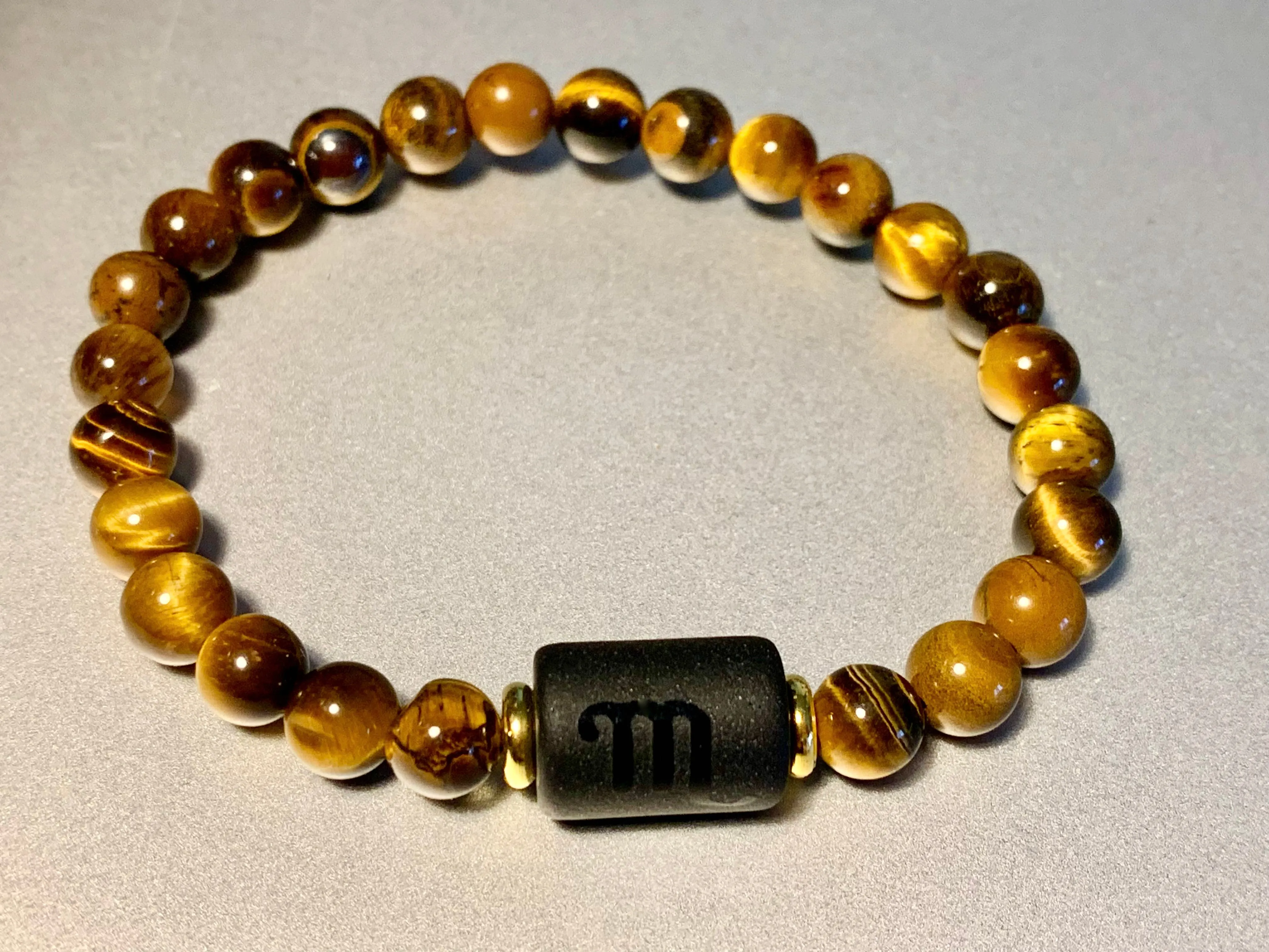 🔴SOLD🔴Scorpio Handmade Tiger's Eye and Black Onyx Zodiac Expandable Bracelet
