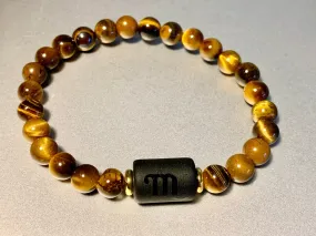 🔴SOLD🔴Scorpio Handmade Tiger's Eye and Black Onyx Zodiac Expandable Bracelet