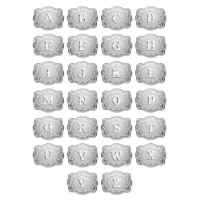 SpurWest Trading Co. Original Embossed Silver Initial Mini Belt Buckle Beaded Chain Necklace