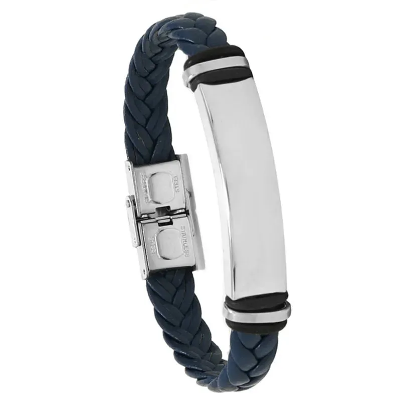 Stainless Steel Bracelet Simple Casual Leather Woven Bracelet Titanium Steel Leather Bracelet Bracelet for Men Stainless Steel