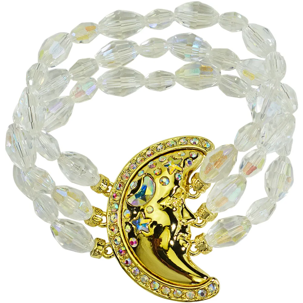 Starlight Metallic Moon Shadow Stretch Bracelet (Goldtone)