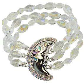 Starlight Metallic Moon Shadow Stretch Bracelet (Sterling Silvertone)