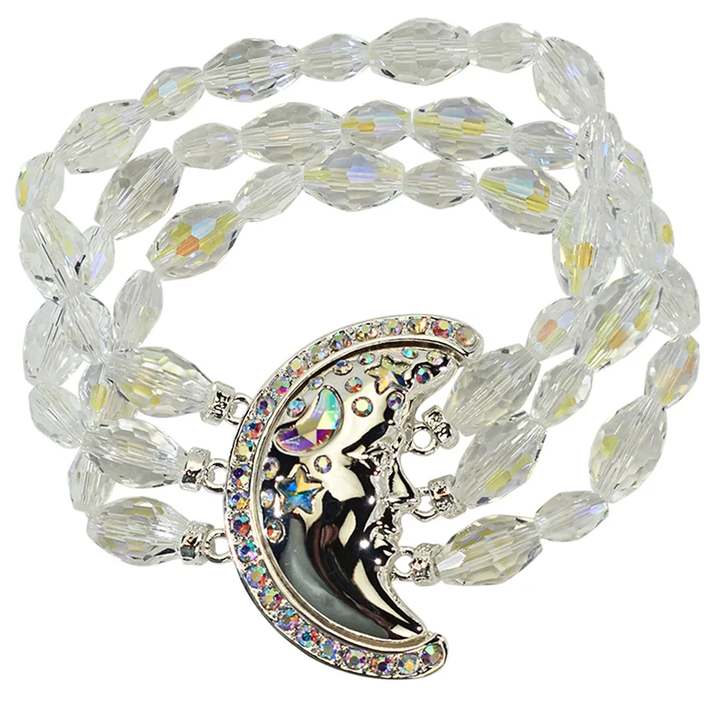 Starlight Metallic Moon Shadow Stretch Bracelet (Sterling Silvertone)