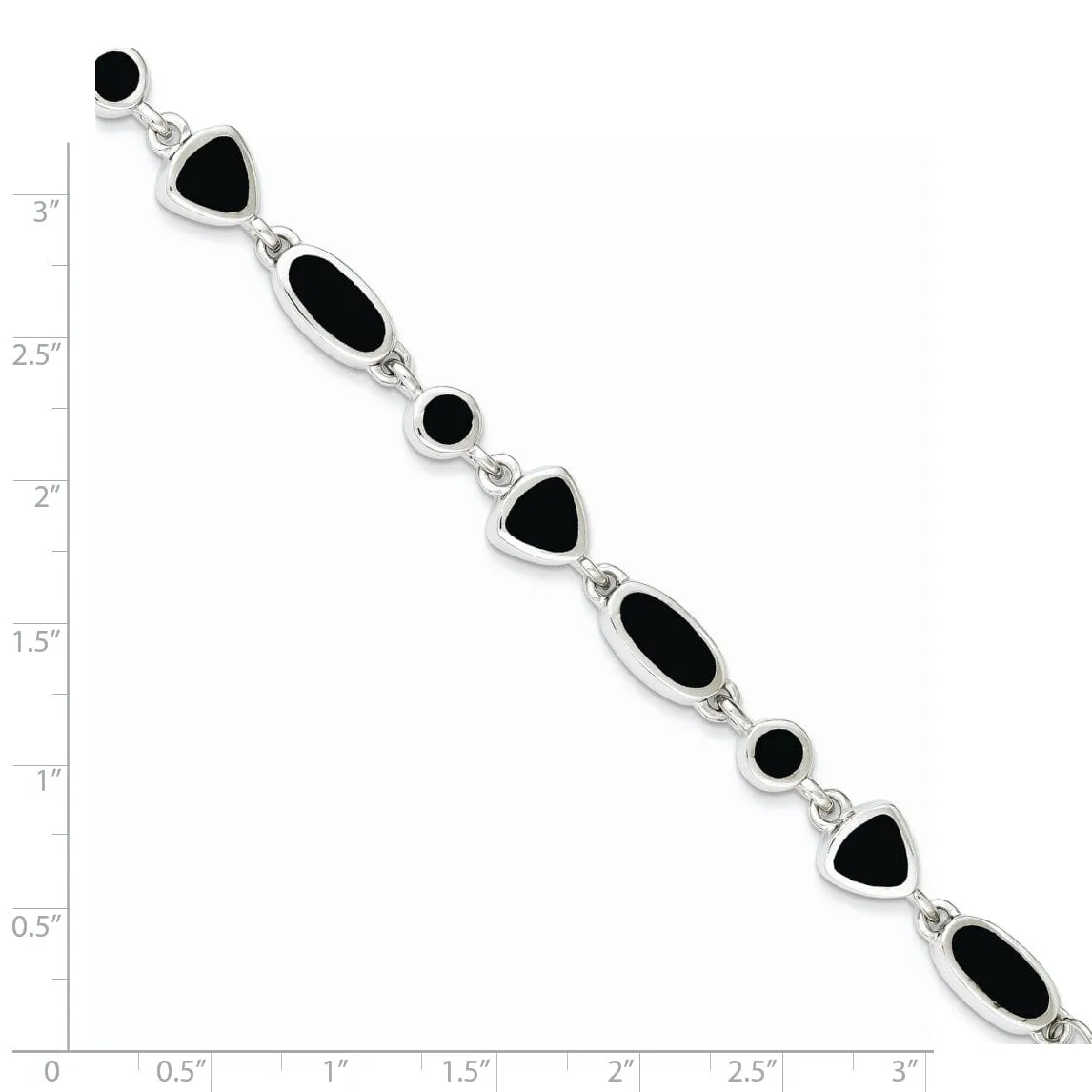 Sterling Silver Flat Open Back Onyx Bracelet