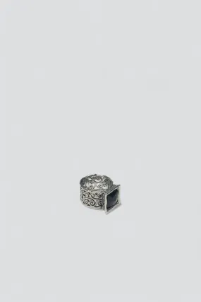 Sterling Silver Onyx Deco Square Signet Ring