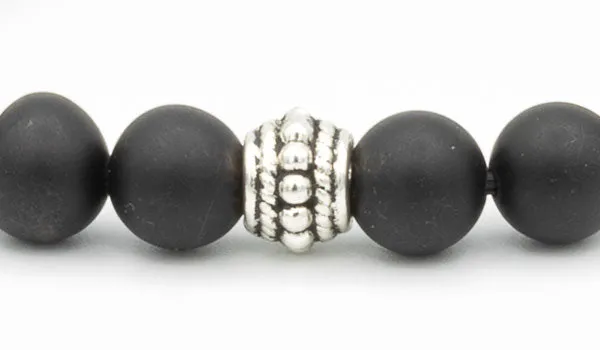 Sterling Silver Onyx Matte Balinese Natural Gemstone Bracelet