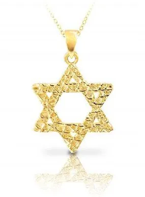 Sterling Silver Star of David Pendant - with 24K Gold Overlay