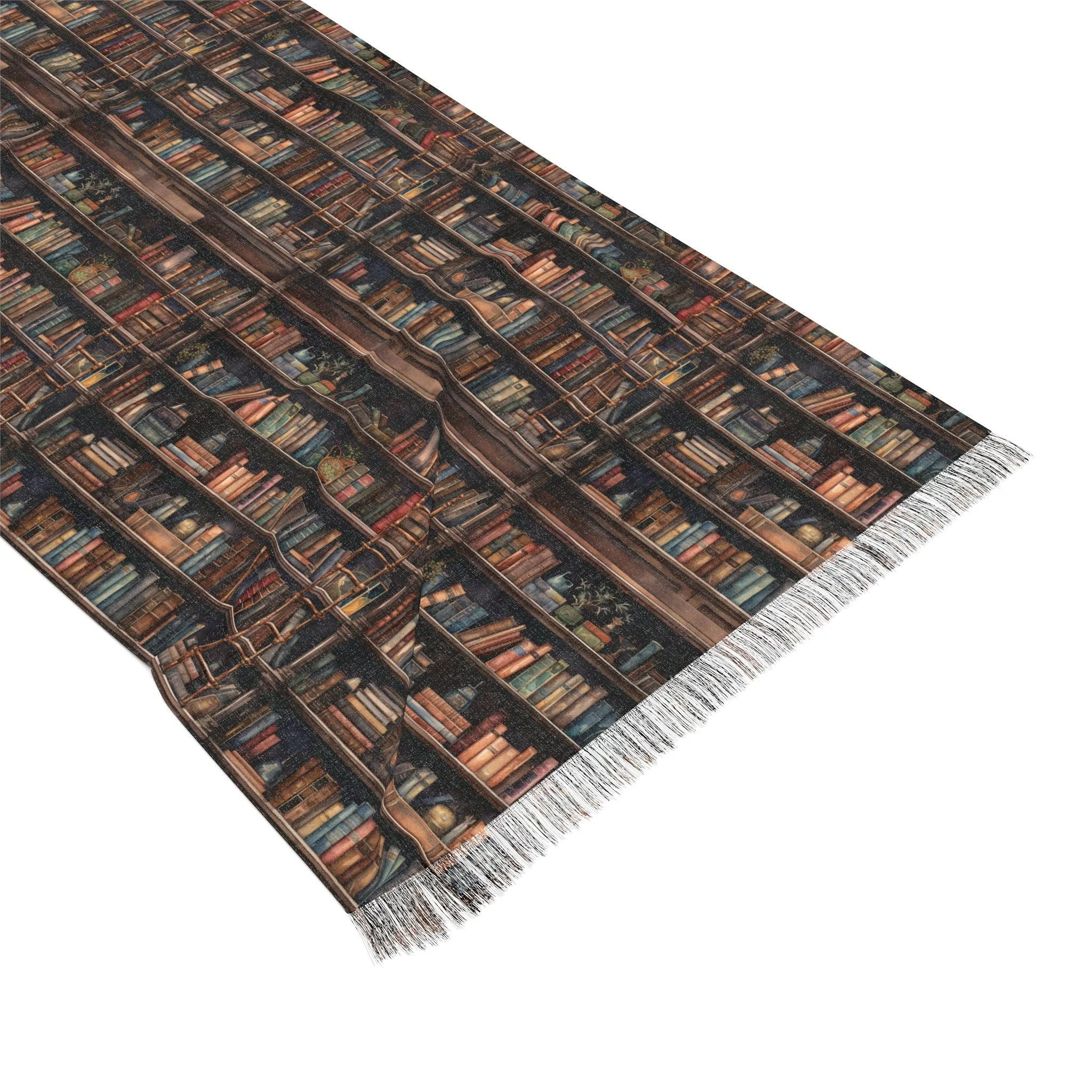 Stylish Bookshelf with Books Print Scarf, 27x73 Inches Lightweight and Fashionable Accessory for Book Lovers, Book Club All season