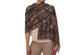 Stylish Bookshelf with Books Print Scarf, 27x73 Inches Lightweight and Fashionable Accessory for Book Lovers, Book Club All season