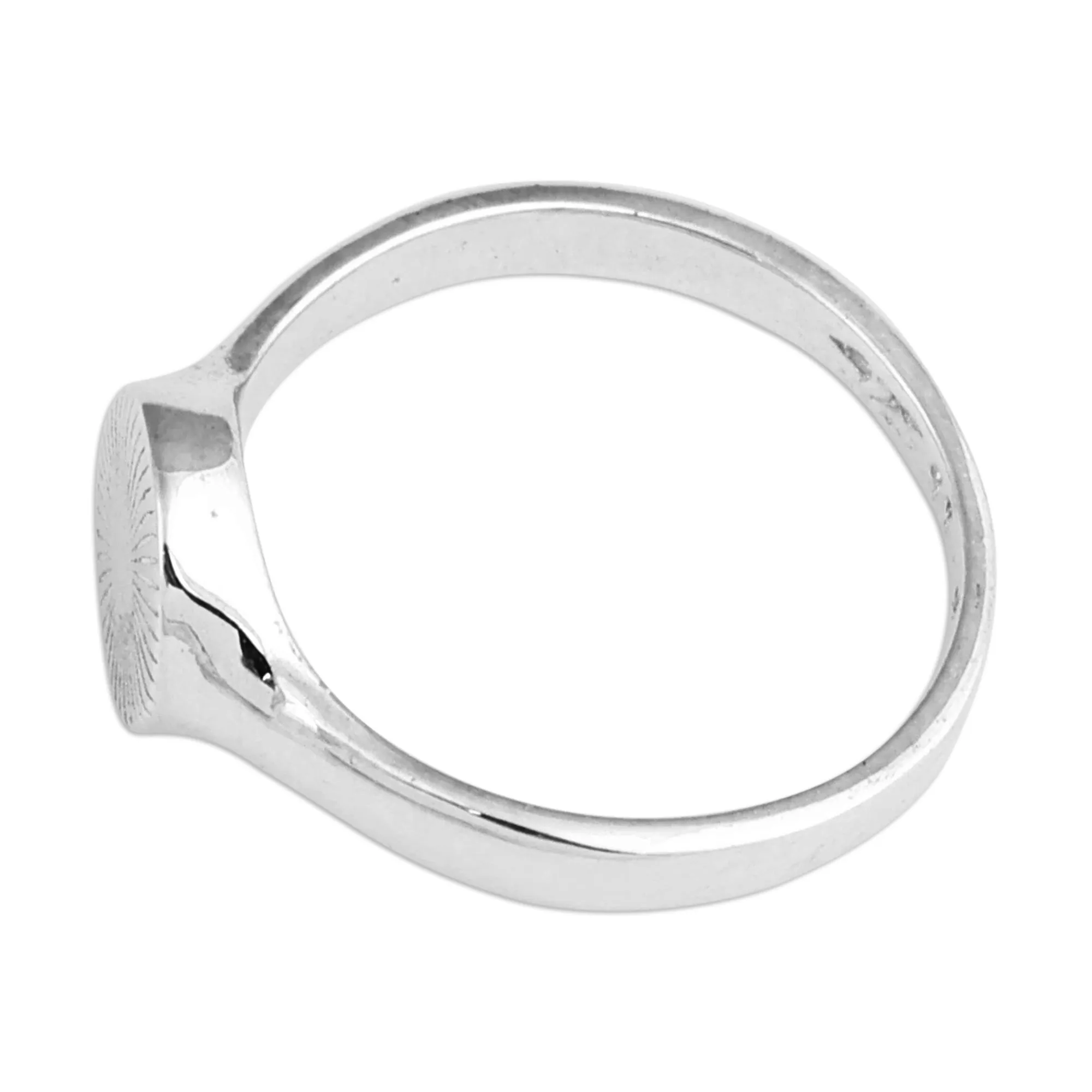 Sun-Inspired Polished Sterling Silver Signet Ring - Summertime Bliss | NOVICA