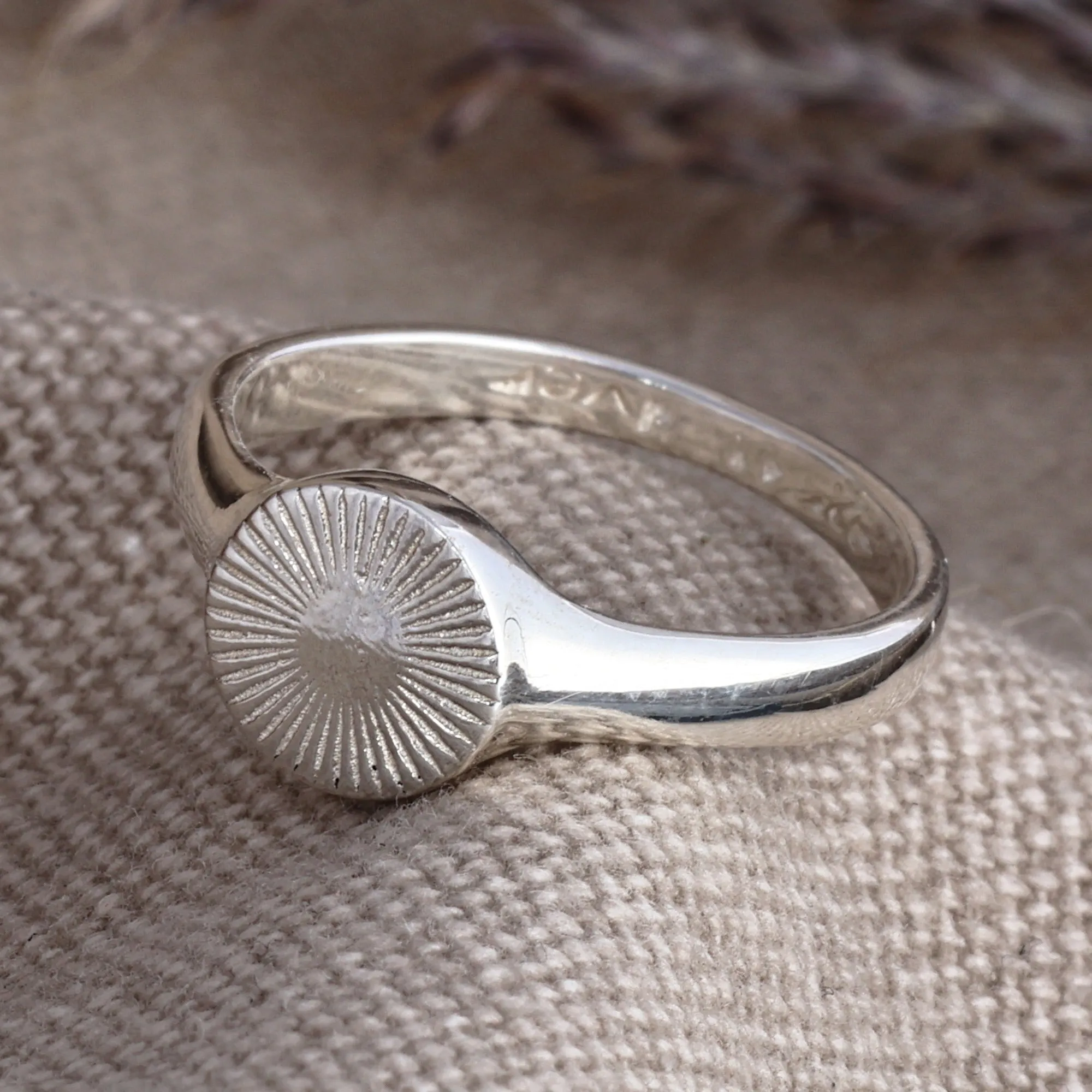 Sun-Inspired Polished Sterling Silver Signet Ring - Summertime Bliss | NOVICA