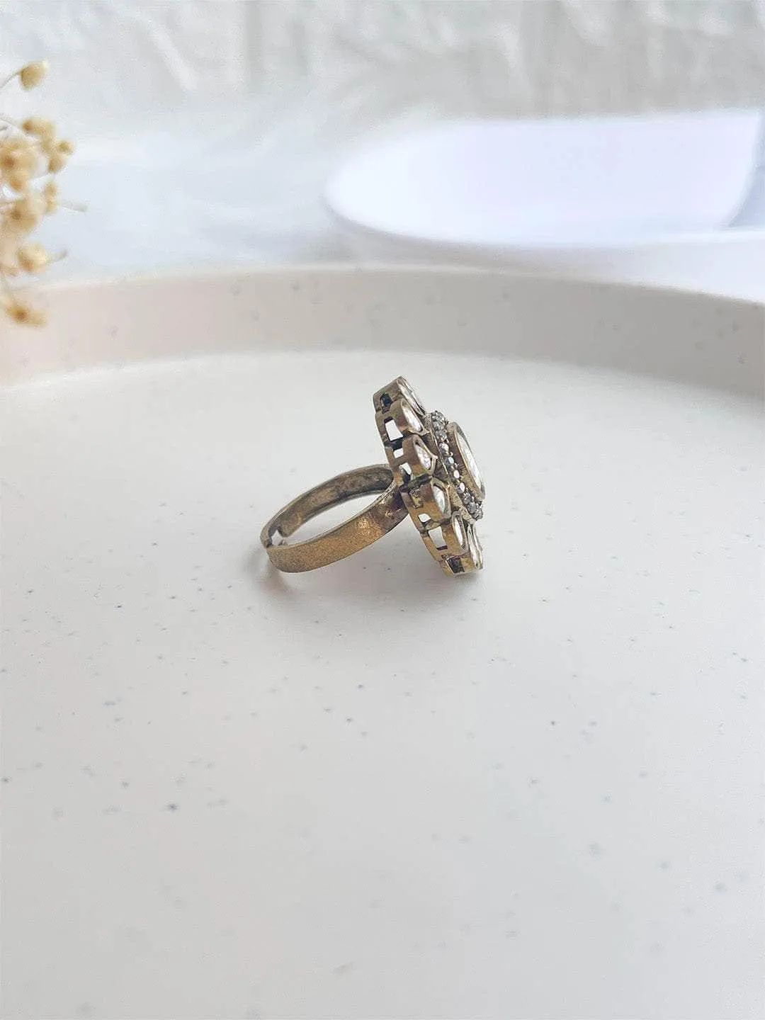 Sunflower Design Polki Ring