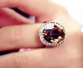 Symphony in Champagne Champagne Topaz and Diamond Austrian Crystal Cocktail Ring