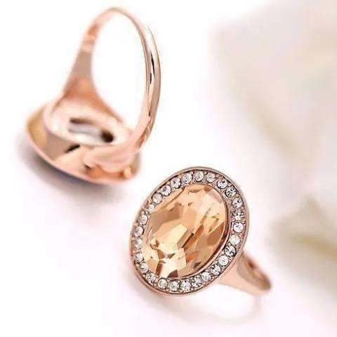 Symphony in Champagne Champagne Topaz and Diamond Austrian Crystal Cocktail Ring