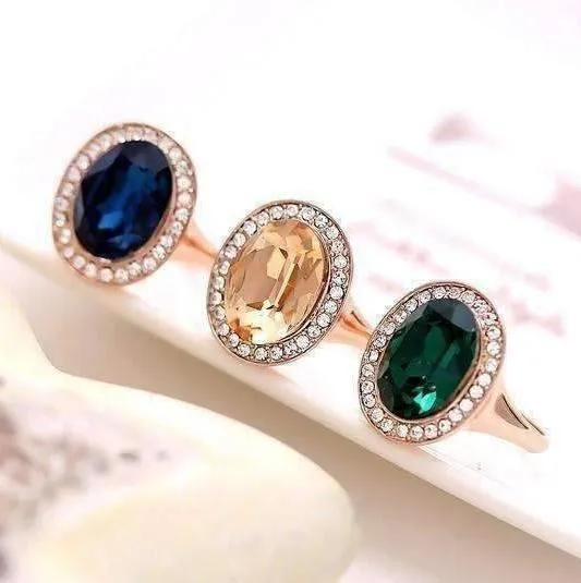 Symphony in Champagne Champagne Topaz and Diamond Austrian Crystal Cocktail Ring