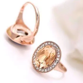 Symphony in Champagne Champagne Topaz and Diamond Austrian Crystal Cocktail Ring
