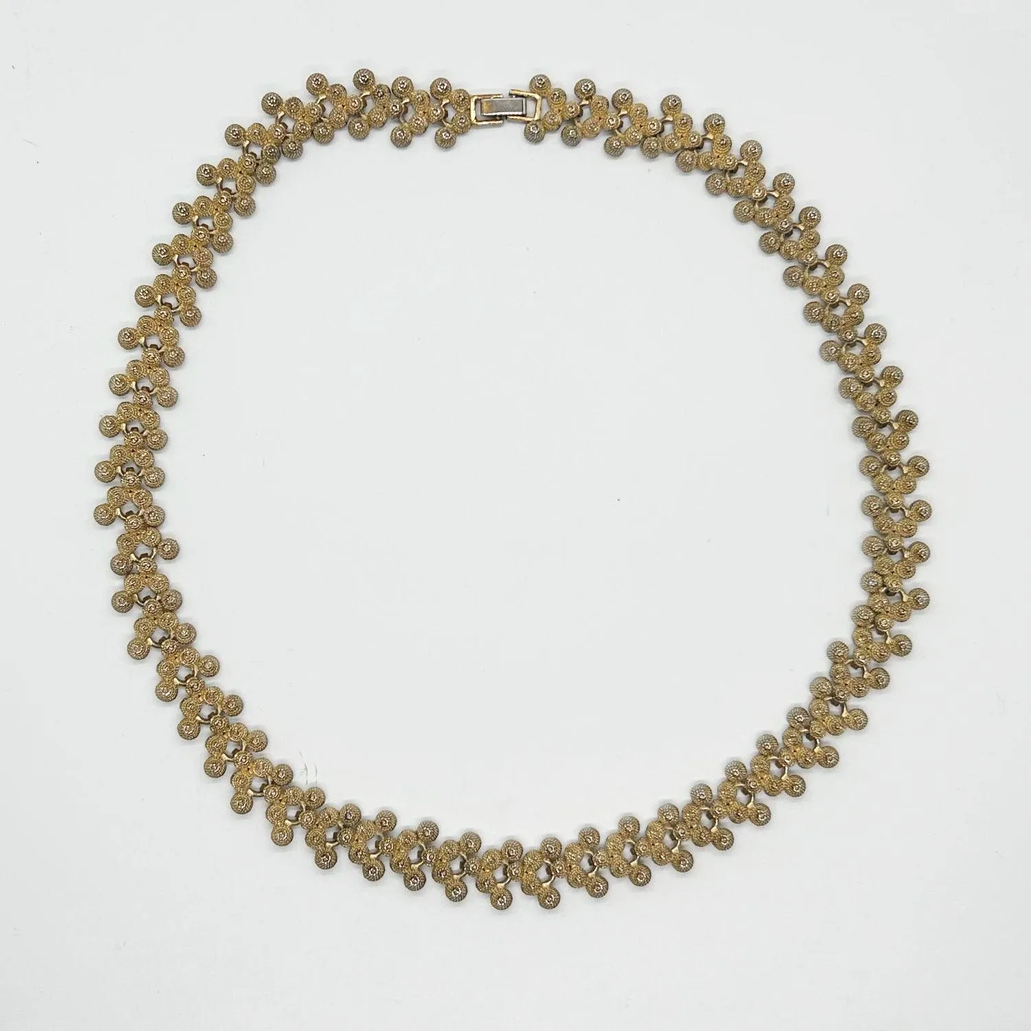 Textured Golden Bead Vintage Necklace