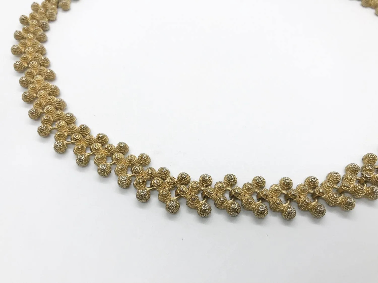 Textured Golden Bead Vintage Necklace