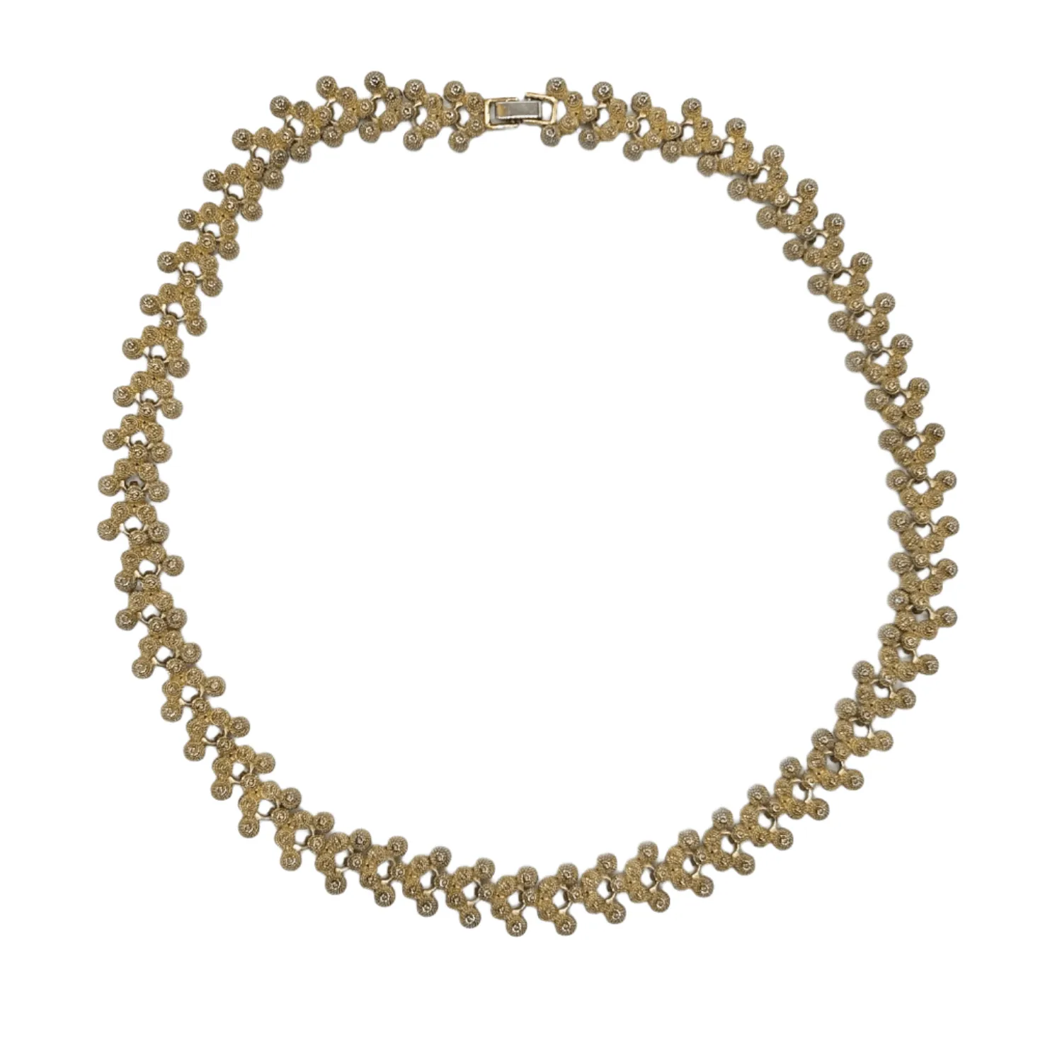 Textured Golden Bead Vintage Necklace